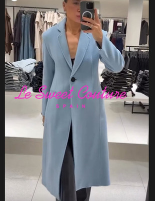 ZARA WOMAN NWT FW25 FITTED WOOL BLEND COAT ZW COLLECTION SKY BLUE