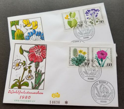 Germany Endangered Wild Herbs 1980 Flower Plant Flora (FDC pair) - Picture 1 of 5
