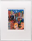 James Rizzi - Street Action, Kunst, rückseitig Zeichnung vom Künstler, Original