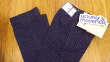 VTG Girls Maverick Blue Bell Stripe Denim Blue Jeans sz 6R NOS USA Made 22 x 21