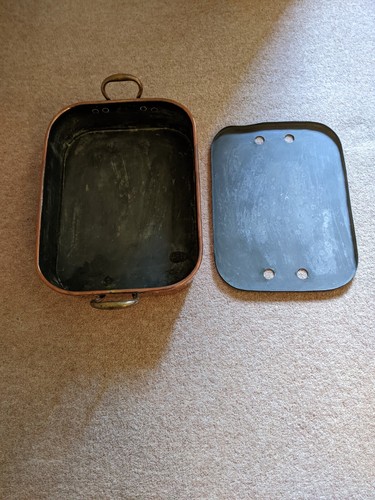 Antique Copper Country House Roasting Pan with Drainer (usually missing). - Picture 7 of 7