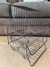 Desk Organizer with vertical files and trays - Black-coated metal