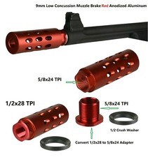 Light Red 1/2x28 TPI Thread Muzzle Brake 350 Legend For Ruger/Savage/Mossberg