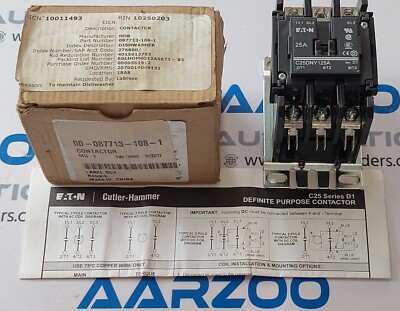 1PC New Eaton C25DNY125A Definite Purpose Contactor, POWER COIL 110-120V