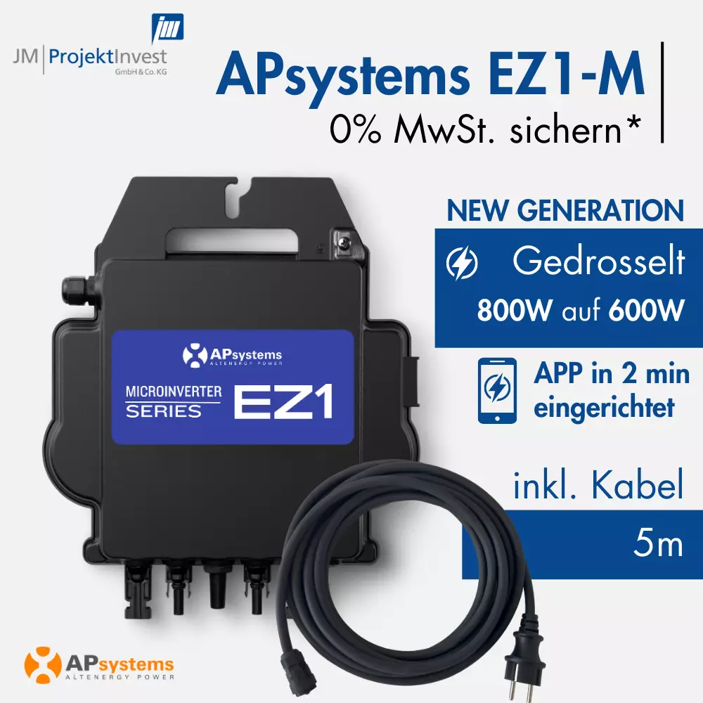 APsystems EZ1-M 800 Watt gedrosselt auf 600 Watt Mikro-Wechselrichter,  199,99 €
