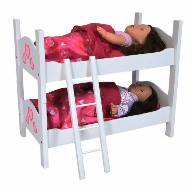 Doll Bunk Bed 18 Inch American Girl Dolls Furniture Wooden Ladder 