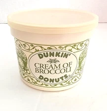 VINTAGE Dunkin Donuts Cream of Broccoli Soup Cup Mug WITH LID - Rare Collectible
