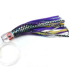 9" Purple Fishing Cup Trolling Skirt Rigged Lure Resin Head Marlin Wahoo Mahi