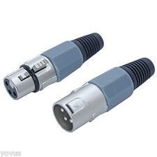 GRAY color colored Male FEMALE mic cable microphone plugs audio cord connectors