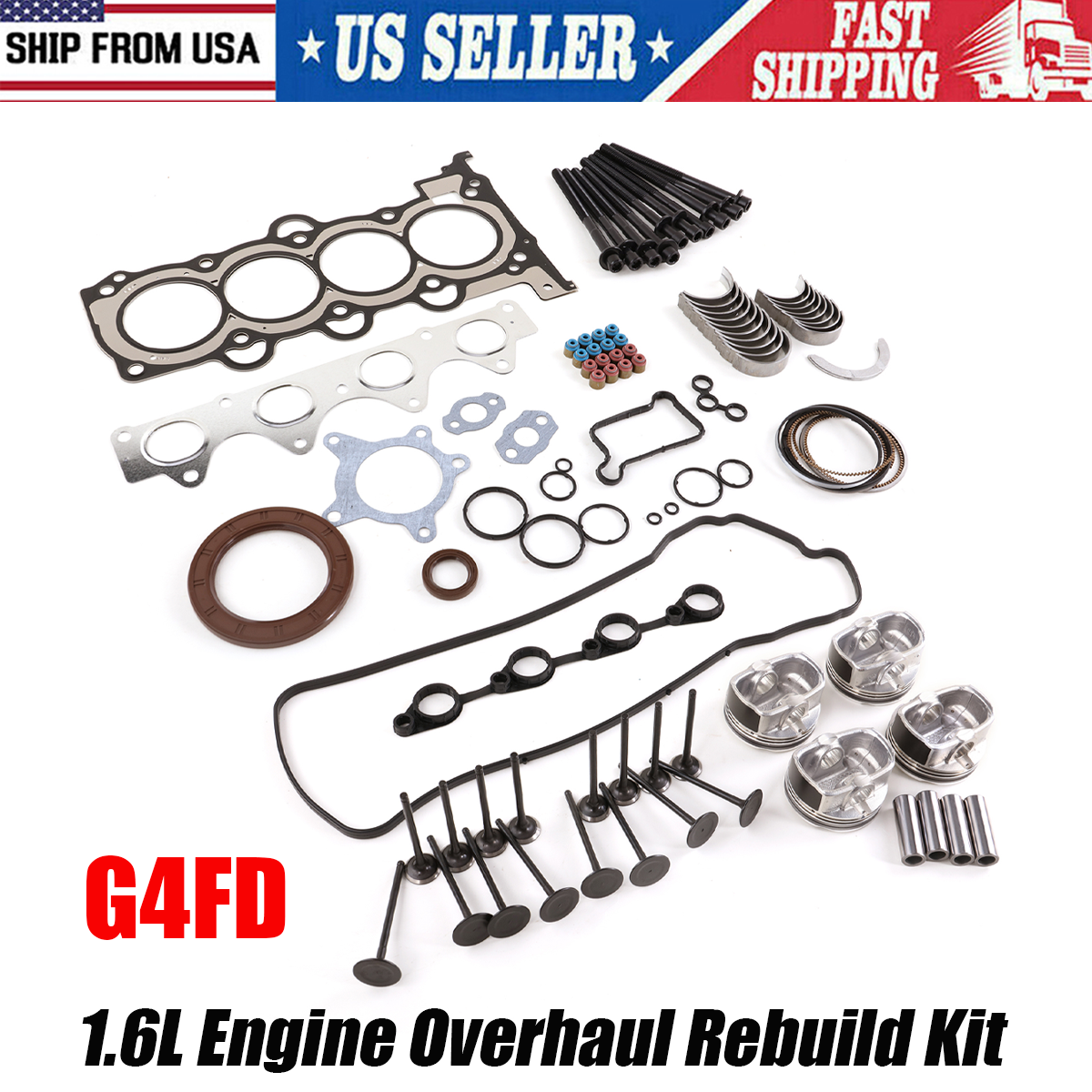 Hyundai Kia Accent Rio 1.6L DOHC G4FD Engine Rebuild Kit 2012-2016