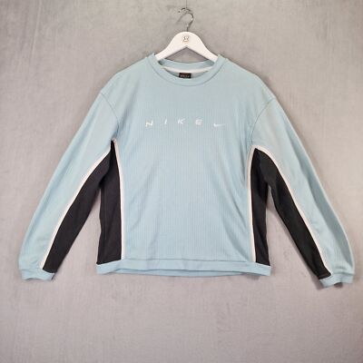 Vintage 90s Nike Sweatshirt Womens 8-10 Baby Blue Embroidered