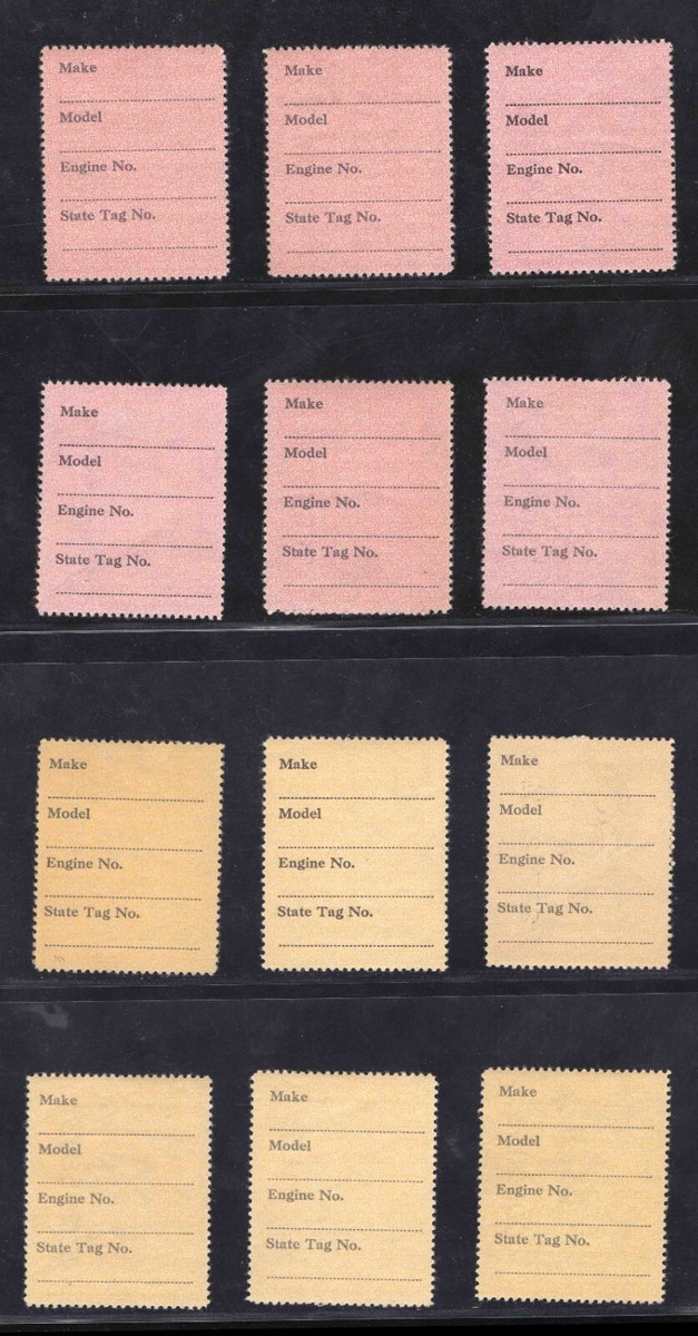 MOMEN: US STAMPS #RV12-RV23 MOTOR VEHICLE TAX REVENUE MINT OG NH