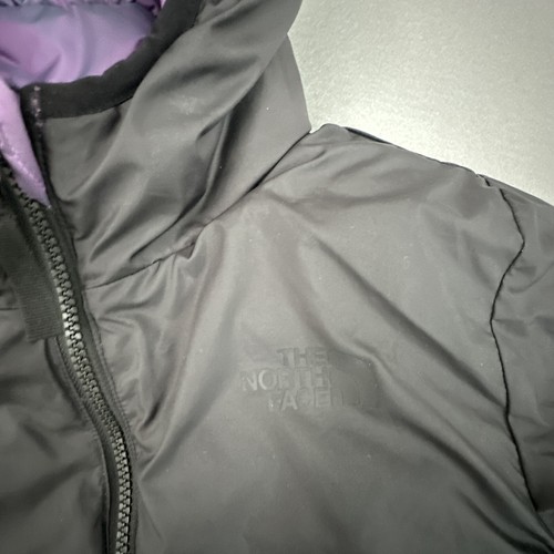 North Face Jacket Girls Large Purple Black 550 Puffer Coat Down Fill Reversible - Picture 6 of 15