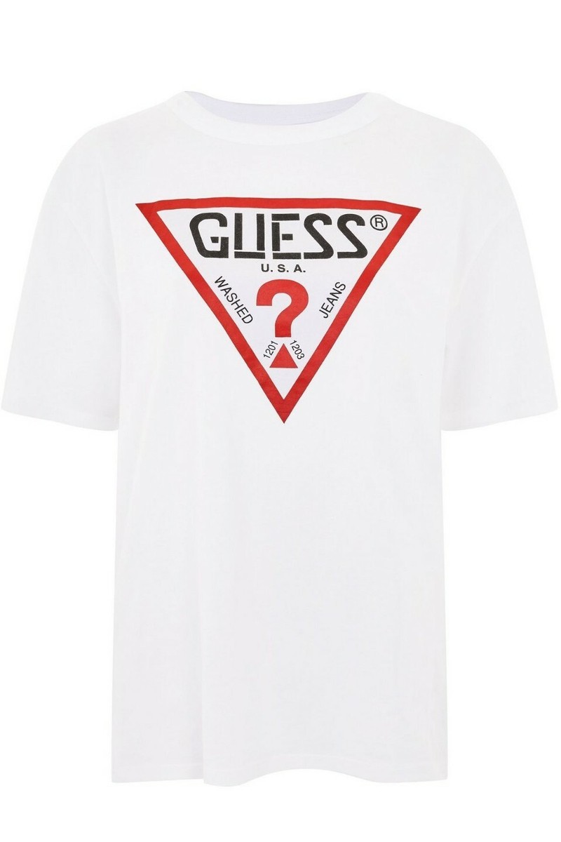 Guess Oversized Logo White Women`s T-shirt | eBay Guess Oversized Logo White Women`s T-shirt | eBay