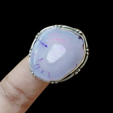 Gift Pink Solar Quartz Gemstone 925 Sterling Silver Plated Designer Ring Jewelry