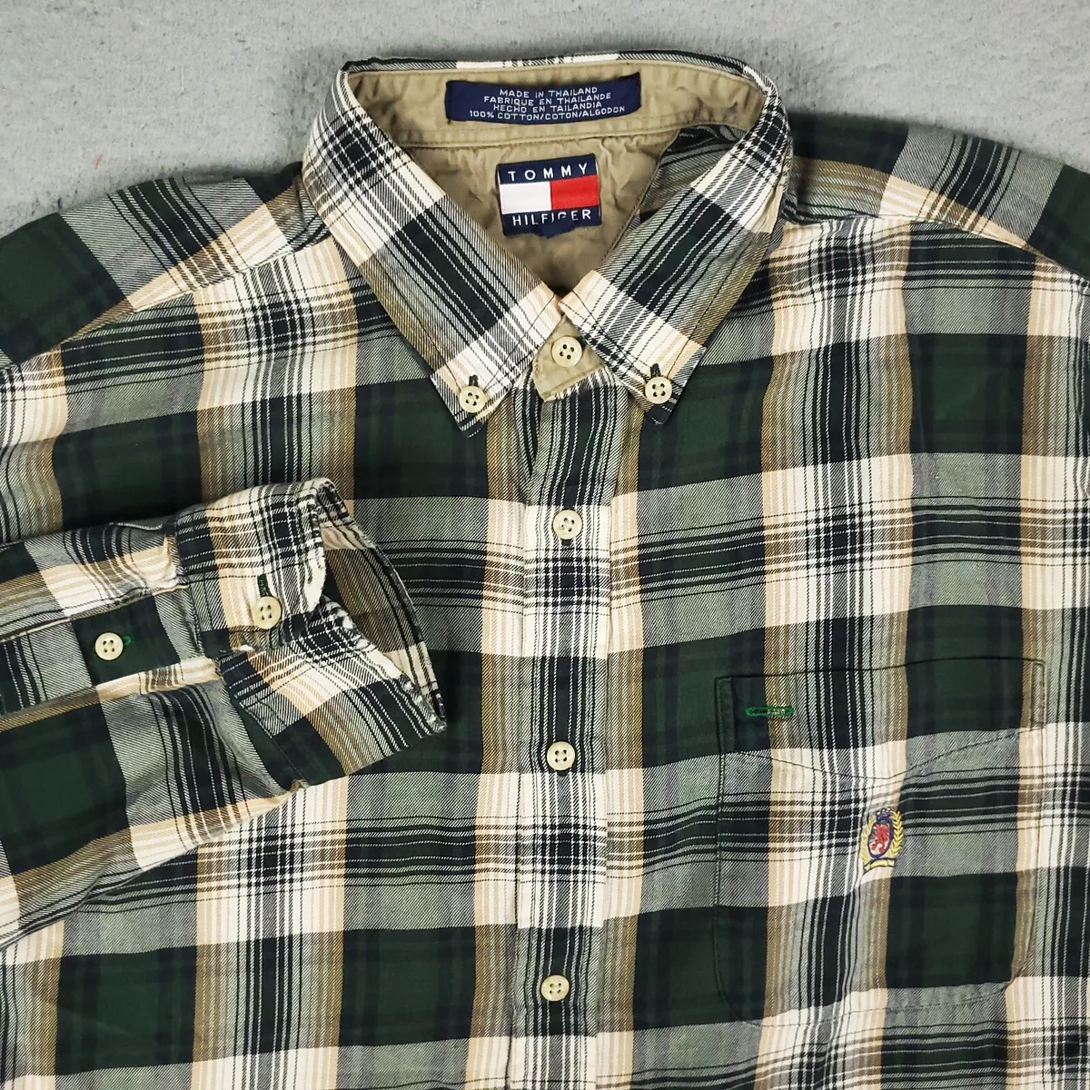 Orphan Generalife Lager Tommy Hilfiger Outdoors Green Plaid Button Up Shirt Boys Kids/Youth Size XL  | eBay