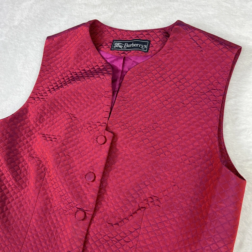 Chaleco Acolchado Burberry Etiqueta Negra Rosa Iridiscente Traje Estilo Hecho en EE. UU. Foto 2 de 4