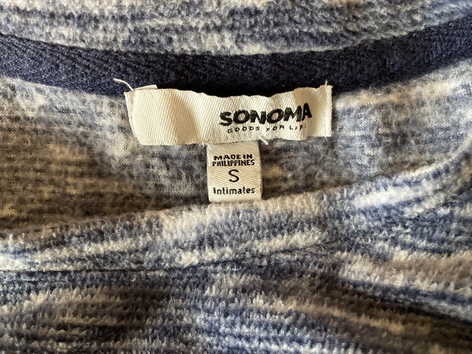 Top pulóver Sonoma Intimates para mujer pequeño azul jaspeado manga larga cuello redondo Foto 3 de 4