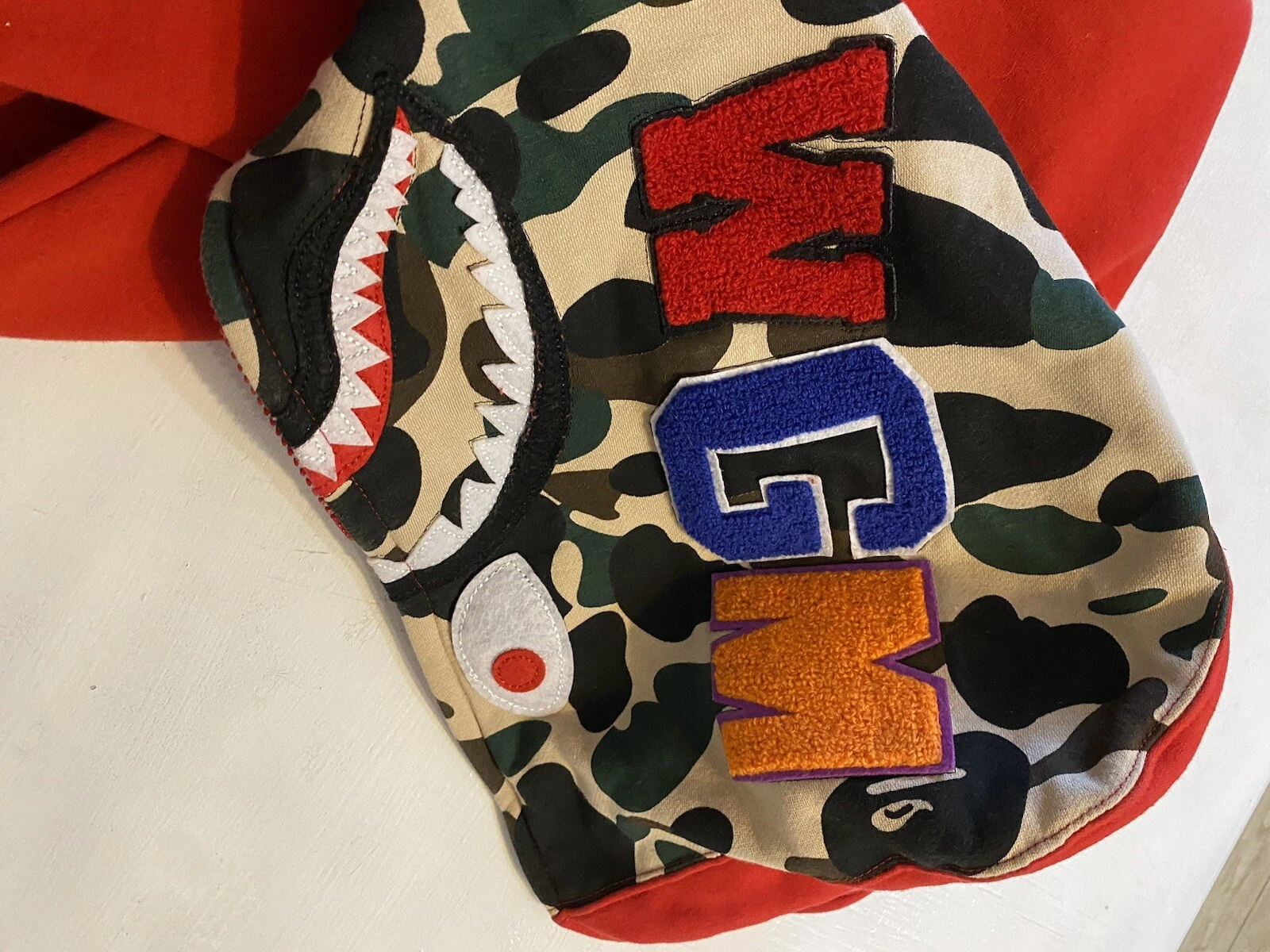A BATHING APE (BAPE) Felpa con cappuccio uomo A Bathing Ape Shark full zip rossa taglia XL