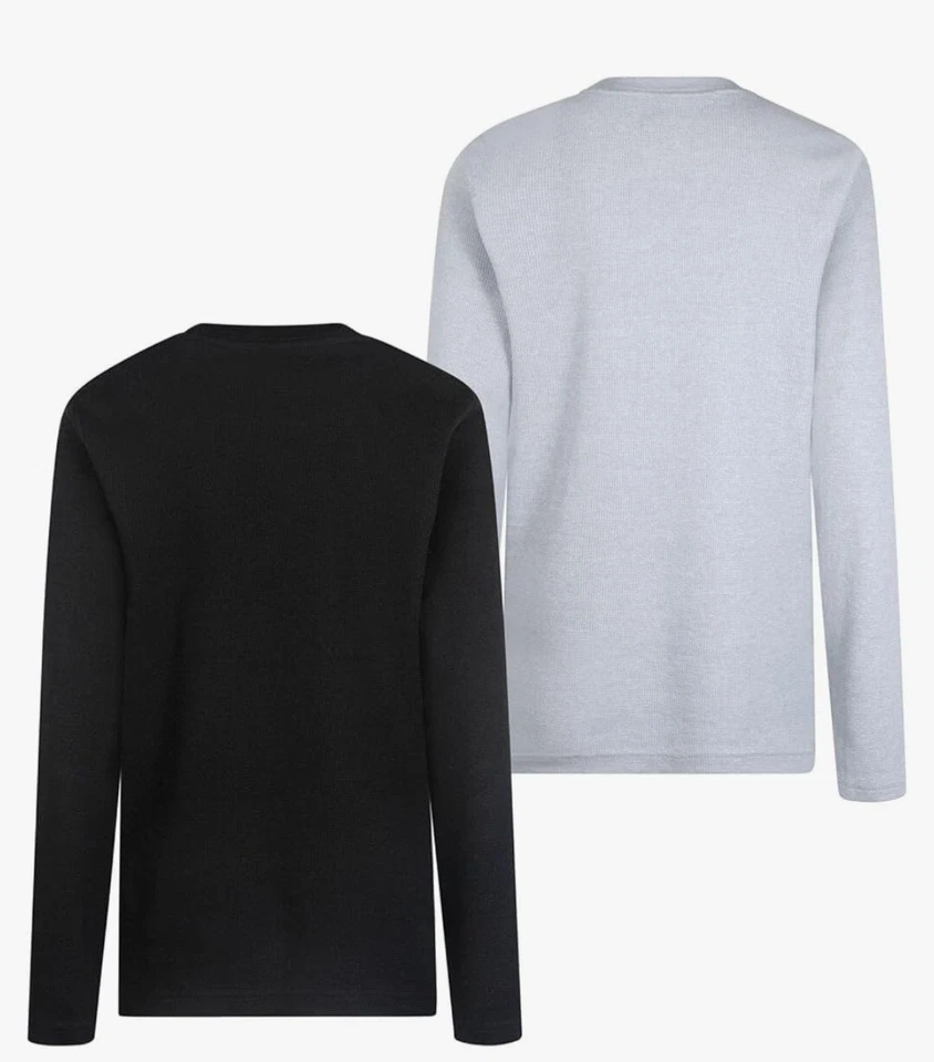 Nuevo conjunto de 2 camisetas térmicas jóvenes Hurley manga larga negras y grises precio de venta sugerido por el fabricante 52 USD Foto 2 de 4