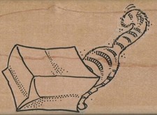 Cat In Bag 2 1/2 x 3 1/2" Rubber Stamp, Cat Stamp, Cat Lover Stamp