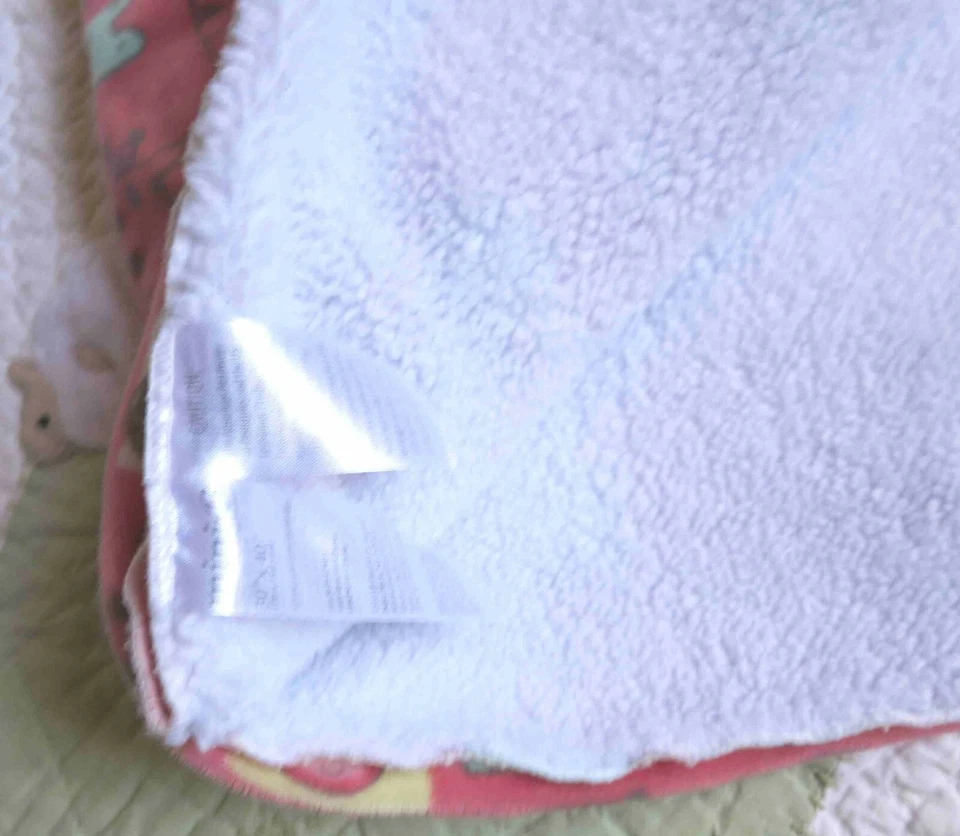 Mini B Coral Rosa Naranja Peluche con Animales de la Selva por todas partes Bebé Niña Manta Usada en Excelente Condición Foto 3 de 3