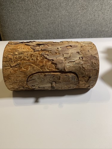 Hand Crafted Rustic Wooden Log Jewelry Ring Trinket Secret Box 6 Inch ...