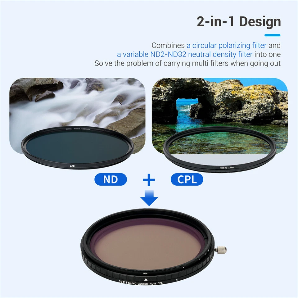 JJC Variable ND2-ND32 ND CPL Polarizing 2in1 Filter 49 52 55 58 62 67 72 77 82mm - Image 4 of 4