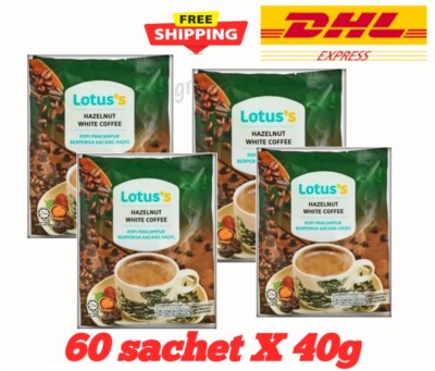 Lotus's Hazelnut White Coffee 15 Sticks x 40g ( Pack of 4 )