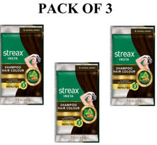 STREAX INSTA SHAMPOO Hair Colour,  Pack of 3  7.5 ML-4 Natural BROWN
