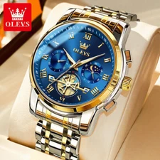 OLEVS Man's Watch Chronograph 42mm Stainless Steel Waterproof Wristwatches
