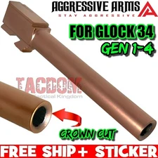 AGGRESSIVE ARMS COPPER ROSE Match Barrel GLOCK 34 Gen 1 2 3 4 TARGET CROWN 9mm