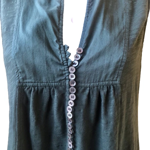 GENERRA Sleeveless Top Button Detail Green Rolled Hem Womens Size Small - Image 3 of 4