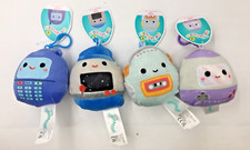 Squishmallow Kellytoy Plush 3.5" Casja Tadita Galia Adin set of 4 Clip On NWT