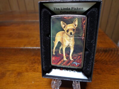 LINDA PICKEN CHIHUAHUA DOG ZIPPO LIGHTER MINT IN BOX