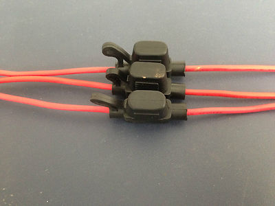 3 x Mini fuse holder with 16 gauge inline wire Weather proof design