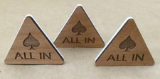 Lot of 3 ALL IN Button Poker Triangle Wood Plastic Custom Poker Game