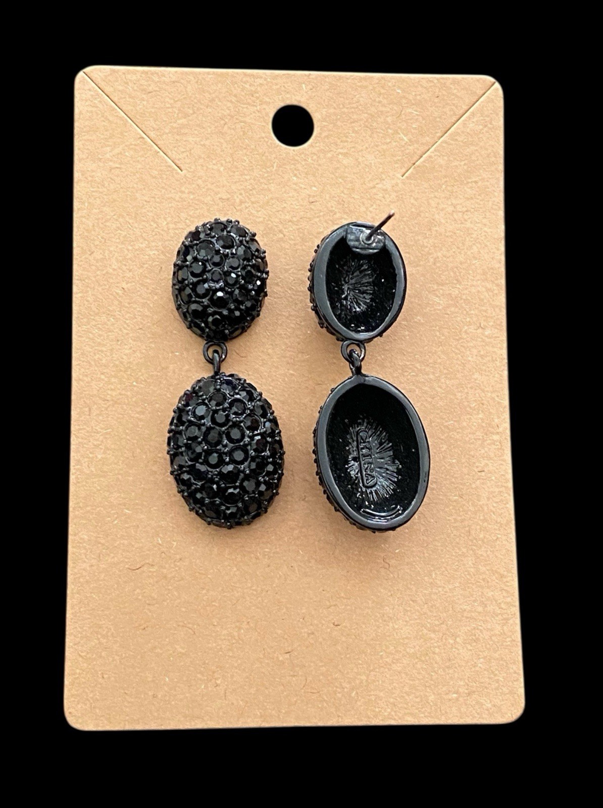 Kenneth Jay Lane(KJL) Black Pave Crystal Drop Ear… - image 3