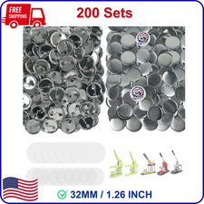 1.26" 32mm Button Badge Parts Supplies 200Sets Metal for Buttons Maker Machine