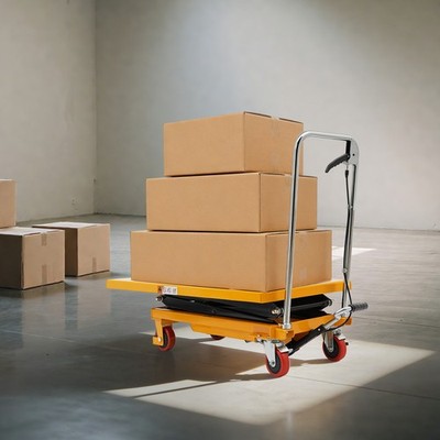 Hydraulic Lift Table Cart 770lbs 51'' Lifting Height Double Scissor w/ 4 Wheels