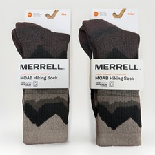 Merrell Women's MOAB Hiking Socks Crew Length size M/L 10-13 Brown/Gray 2-pk