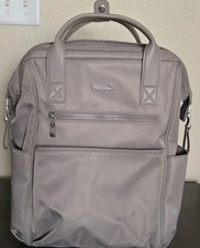 Baggallini Women's Taupe Laptp Backpack Silver Hardware Zipper Pockets