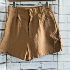 Zara Shorts Women’s Camel High Waisted Pleated Tailored Cotton Lyocell Blend XS