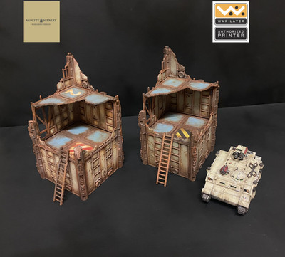 3D gedruckt UNBEMALT Wargaming Konvolut 2 quadratische Ruinen Wargames 28mm 32mm Gelände