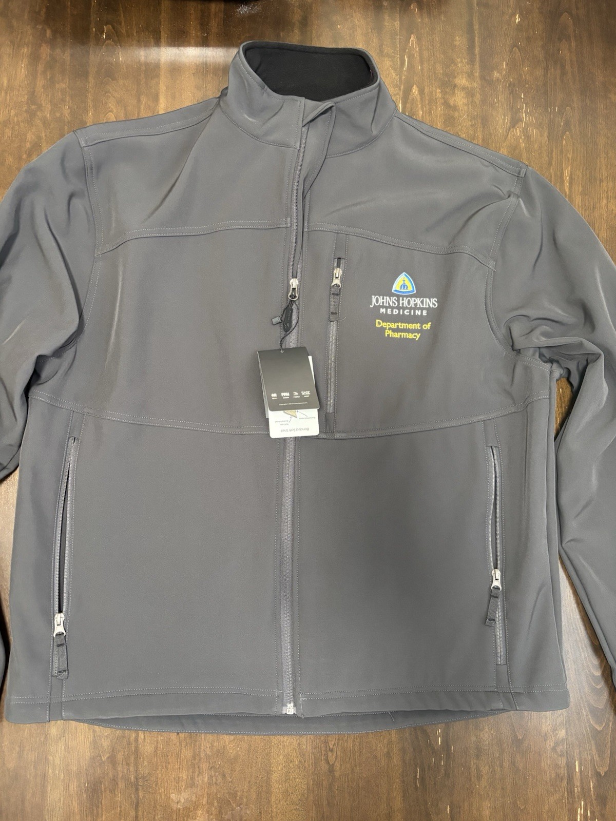 ⁠Johns Hopkins Medicine Softshell Jacket Mens XL Fossa Full Zip Gray Pharmacy