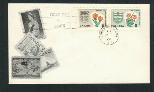 Canada #425-426, 1964 5¢ Saskatchewan+Alberta Floral Emblems, Unknown cachet FDC