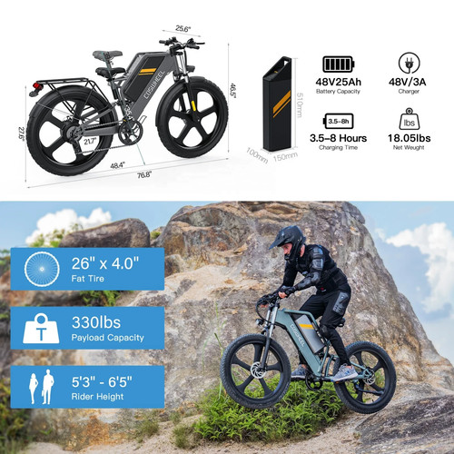 E-Bike Fatbike 25 km/h Coswheel Y16 bici elettrica 1000w - Imagen 6 de 6