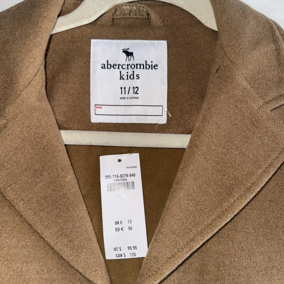 Jaqueta Abercrombie Kids Coat Youth 11/12 marrom mistura de lã resistente à água ao vento - Imagem 2 de 4