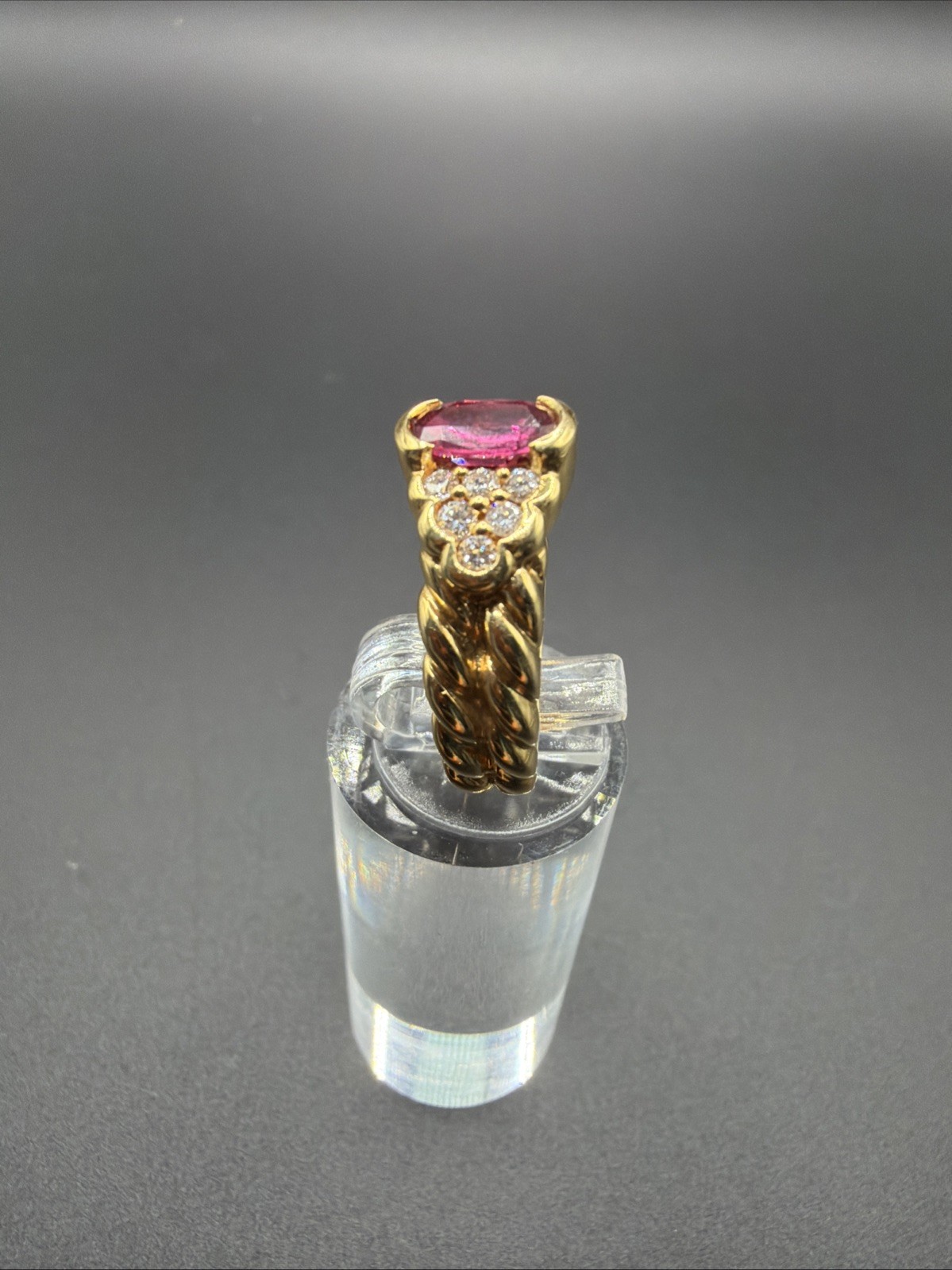 18KT Solid Yellow Gold, Ruby, & Diamond Ring Size… - image 2