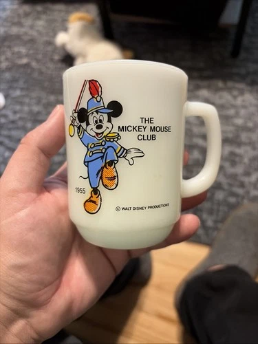VTG Anchor Hocking "The Mickey Mouse Club" 1955 Coffee Cup/Mug Milk Glass Pepsi